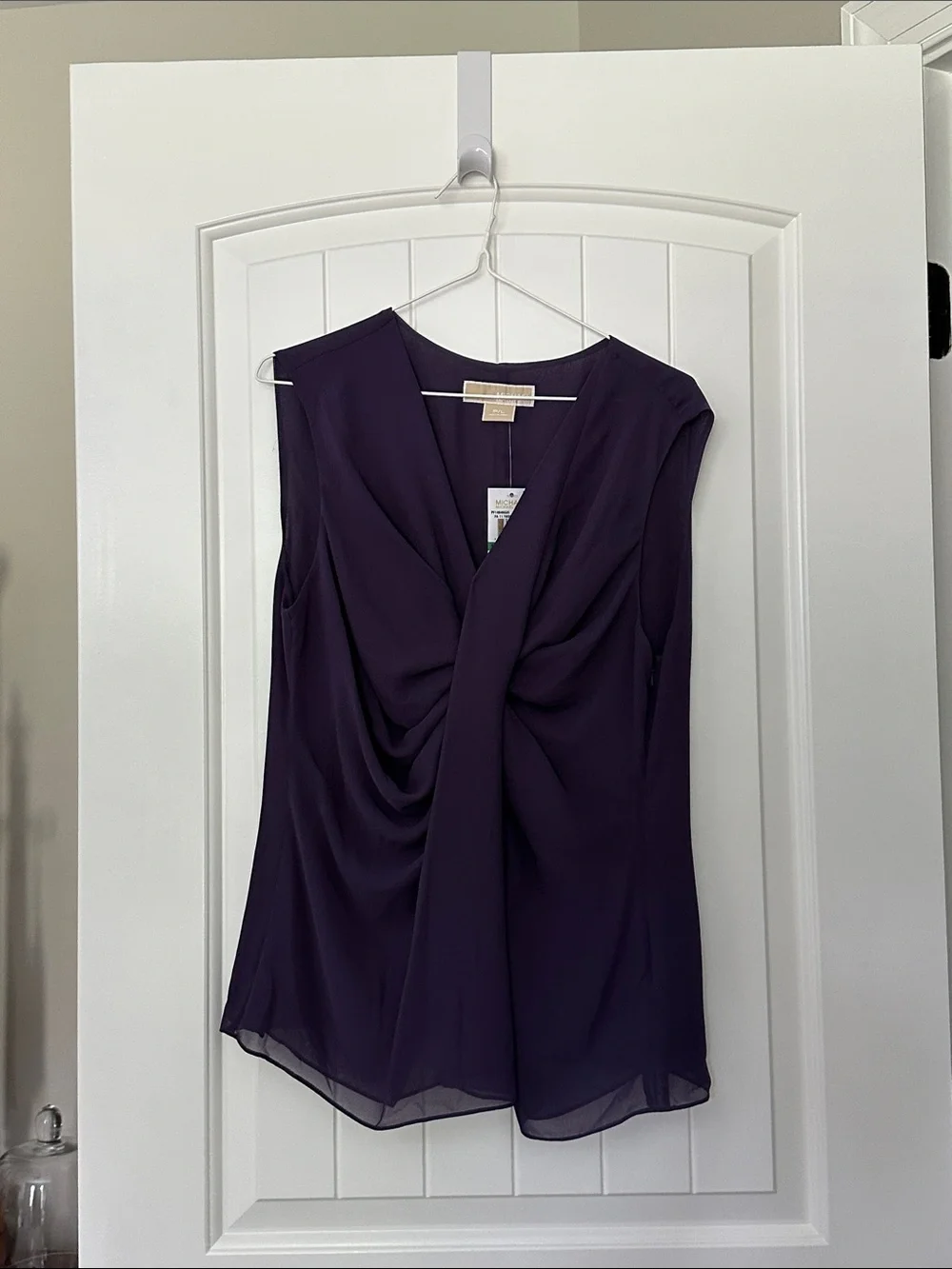 Michael Kors Sleeveless Draped V-Neck Camisole - Deep Purple